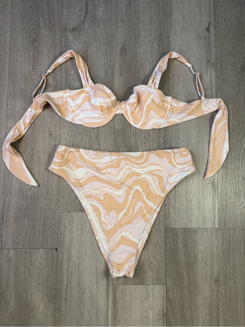 Abercrombie & Fitch Peach Swirl 2 Piece Bikini Medium Top Bottom Large